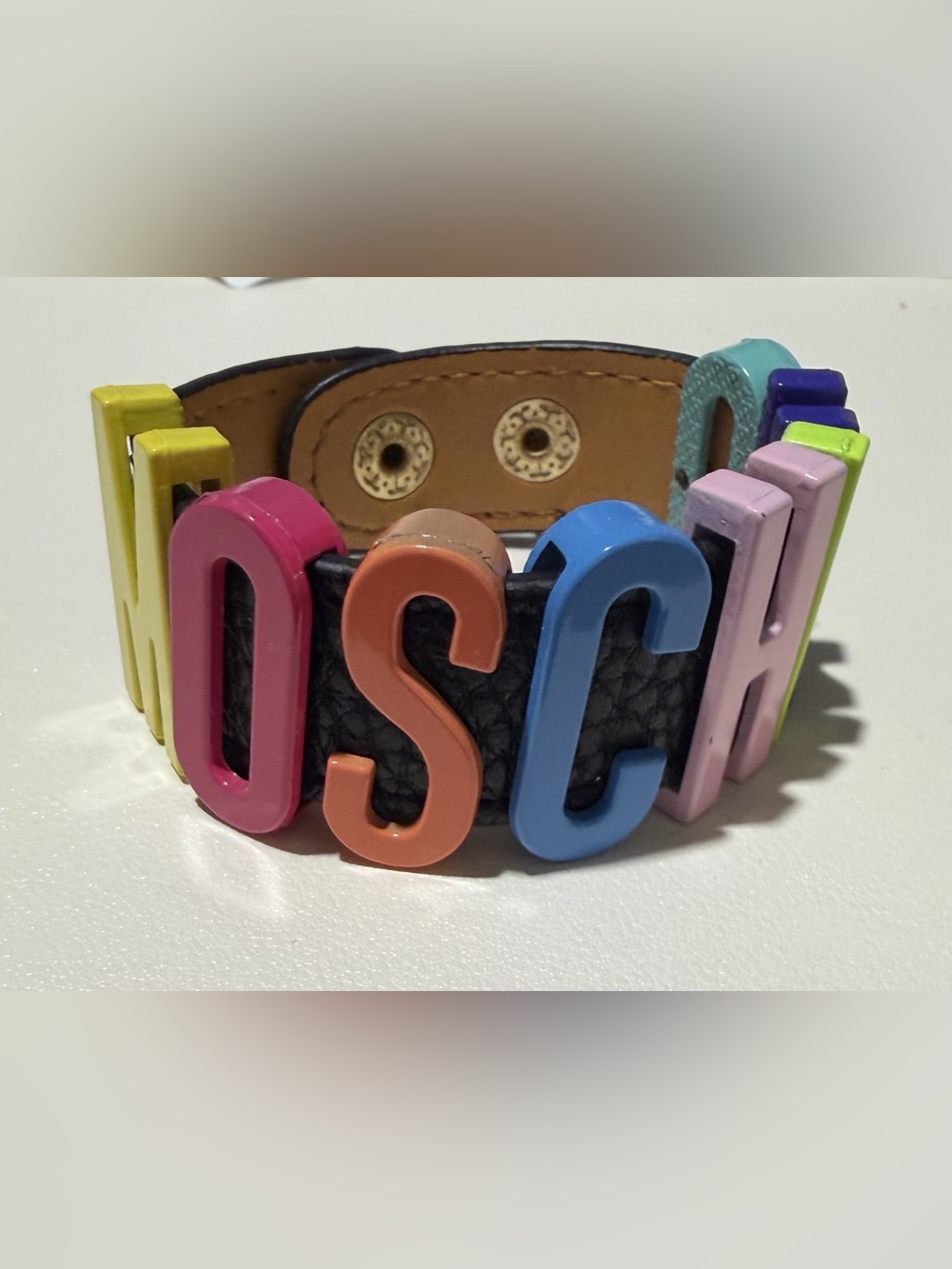 MOSCHINO Multicolor Letter Charm Leather Bracelet - Picture 2 of 5